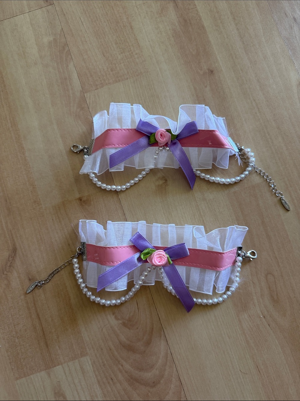 Dolls Kill White Ruffle Heaven Help Me Bracelet Set
